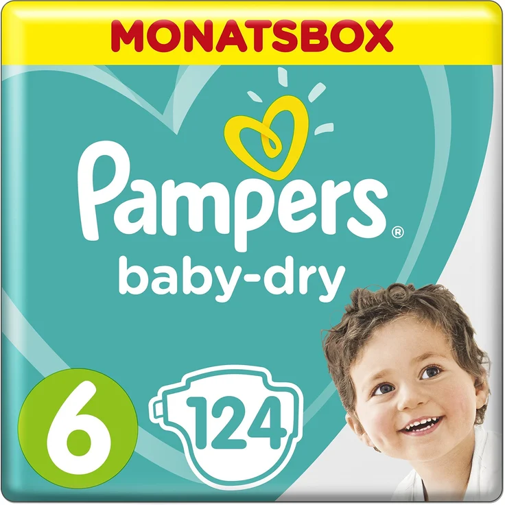 Pampers - Baby-Dry Windeln, Gr. 6 Monatsbox, 1er Pack (1 x 124 Stück) – Bild 1