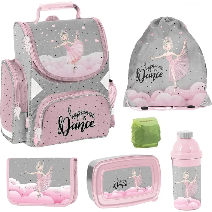 Mädchen Schulranzen 1. Klasse BALLERINA Schultasche 6-teiliges Set mit Federmappe gefüllt