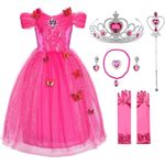 JerrisApparel Aschenputtel Kleid Prinzessin Kostüm Schmetterling Mädchen (110, Rose mit Zubehör)