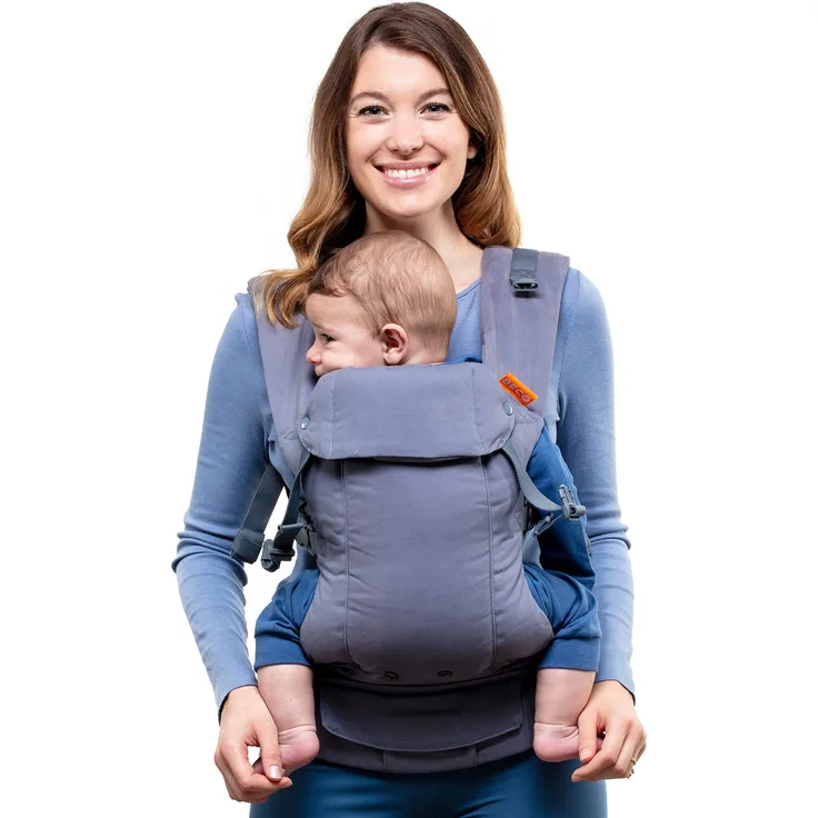 Beco Gemini Babytrage Neugeborene ab Geburt bis Kleinkind - 4 Tragepositionen Baby Trage aus 100 % Baumwolle - Babytrage ab Geburt, Ergonomischer Baby Carrier mit verstellbarem Sitz, 3,2-16 kg (Grau)