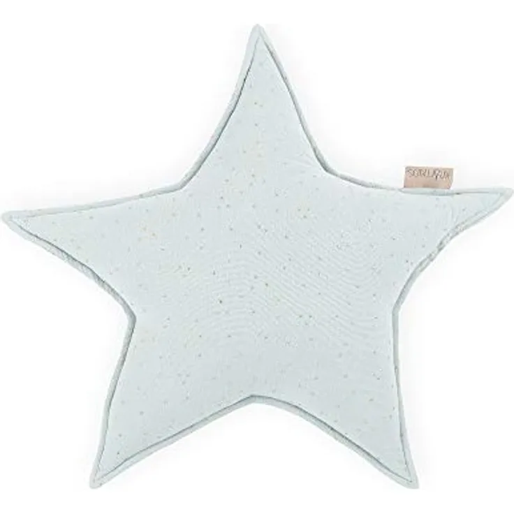 KraftKids Sternkissen Musselin 45 cm goldene Punkte grün