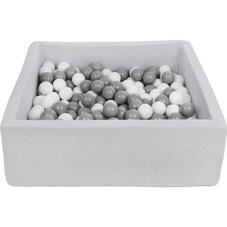 Velinda Bällebad Ballpool Kugelbad Bällchenbad Kinder-Pool mit 200 Bällen/90x90cm (Farbe der Bälle: weiß,grau)