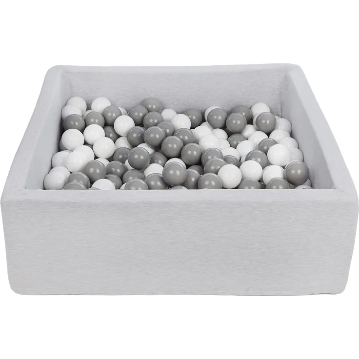 Velinda Bällebad Ballpool Kugelbad Bällchenbad Kinder-Pool mit 200 Bällen/90x90cm (Farbe der Bälle: weiß,grau)
