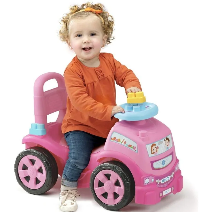 M MOLTO Lauflernhilfe LKW 3 x 1 pink mit 10 Bausteinen