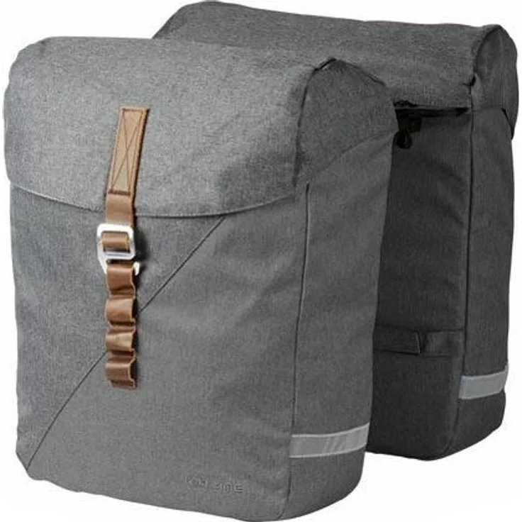 racktime Fahrradtasche Doppeltasche HEDA dust-grau mit Lederriemen 2 x 12 Liter