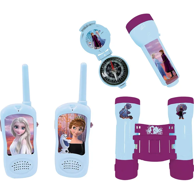Lexibook Frozen - Set für Abenteuer, Walkie-Talkies 120m, Fernglas, Kompass, Taschenlampe, RPTW12FZ