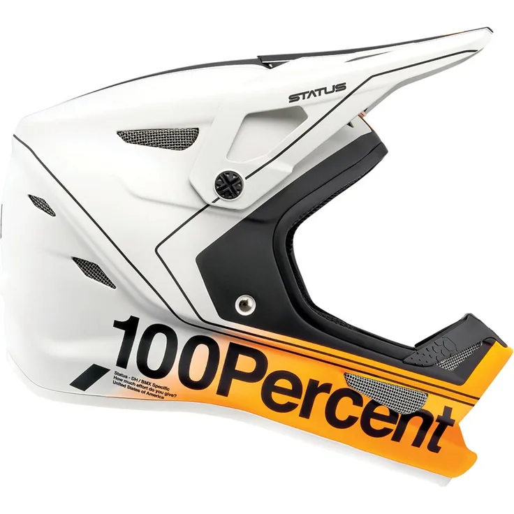 100% Status Kinder Helm - Weiß/Orange 47 - 48 cm