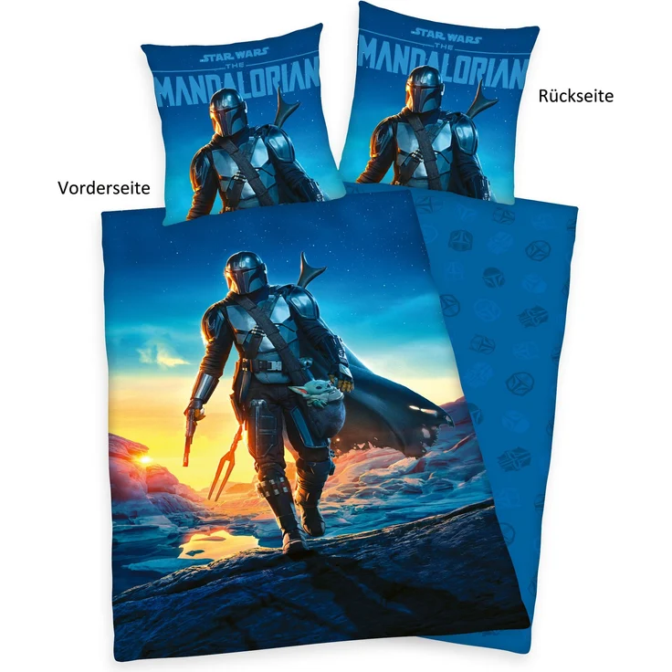 Star Wars Wende Bettwäsche Set The Mandalorian 2 tlg. 135 x 200 cm 80 x 80cm - Preisvergleich – Bild 1