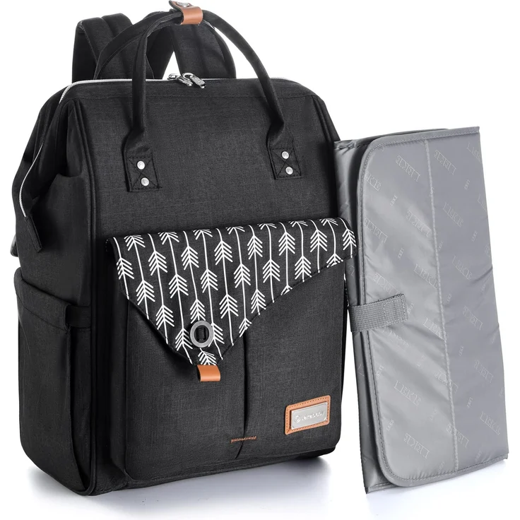 Lekebaby Wickelrucksack Wickeltasche mit Wickelunterlage, Schwarz – Bild 2