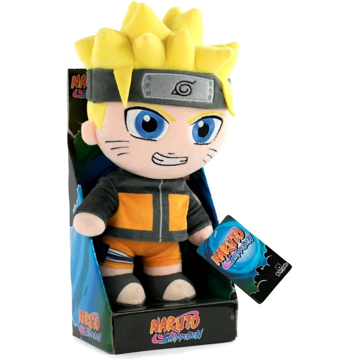 BARRADO Kuscheltier mit Naruto-Figuren 30zm - Naruto, Kakashi, Sasuke, Kurama, Naruto Six Path - Sammler-Edition - Super Soft Qualität (Naruto mit Display)