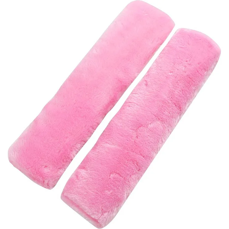 SUNTRADE 2 x weiche Lammfell-Autositzgurt-Abdeckung für Sicherheitsgurt, Schulterpolster für Erwachsene und Kinder, geeignet für Autositzgurt, Rucksack, Schultertasche (Rosa)