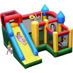 COSTWAY Aufblasbare Hüpfburg mit Rutsche, Kinder Springburg Hüpfschloss Spielburg Trampolin Spielburg Outdoor Bouncer inkl. Tragetasche, Pfaehlen, Reparaturset 315x324x221cm