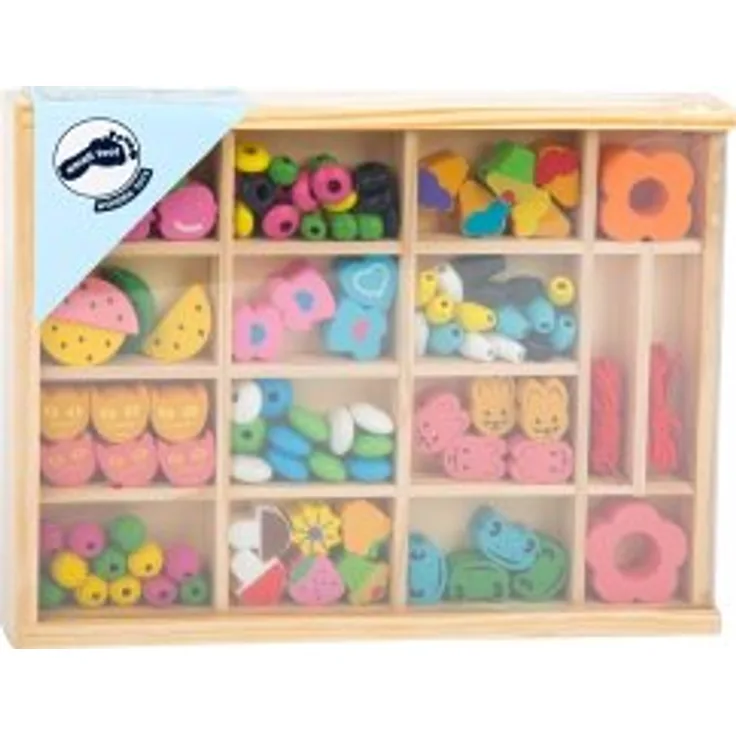 small foot 2463 - Fädelbox Julia, Holzperlen-Set, Holzkasten: 30x22cm