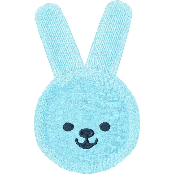 Mam Rabbit Beißring, Handschuh für Oralhygiene, auch vor Zahnungen, Mikrofaser, 0 Monate, Hellblau