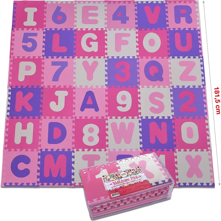 Puzzlematte XXL 110 Teile für Kinder | aus rutschfestem Eva | 3,3m² große Spielmatte Baby inkl. Rand-Teile 30 x 30 x 1 cm | Kinderteppich, Puzzlematte Baby mit Zahlen und Buchstaben inkl. Tasche