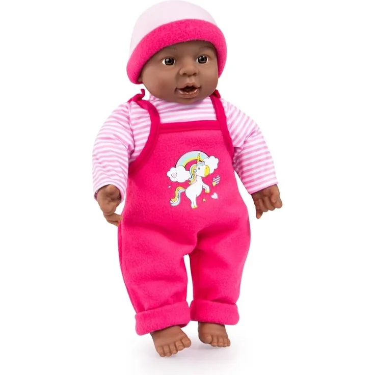 Bayer Design 94001AI Funktionspuppe, Babypuppe Brooky Girl, Mädchen, 12 Babylaute, 40cm, dunkelhäutig, mit Ringellocken, weicher Körper