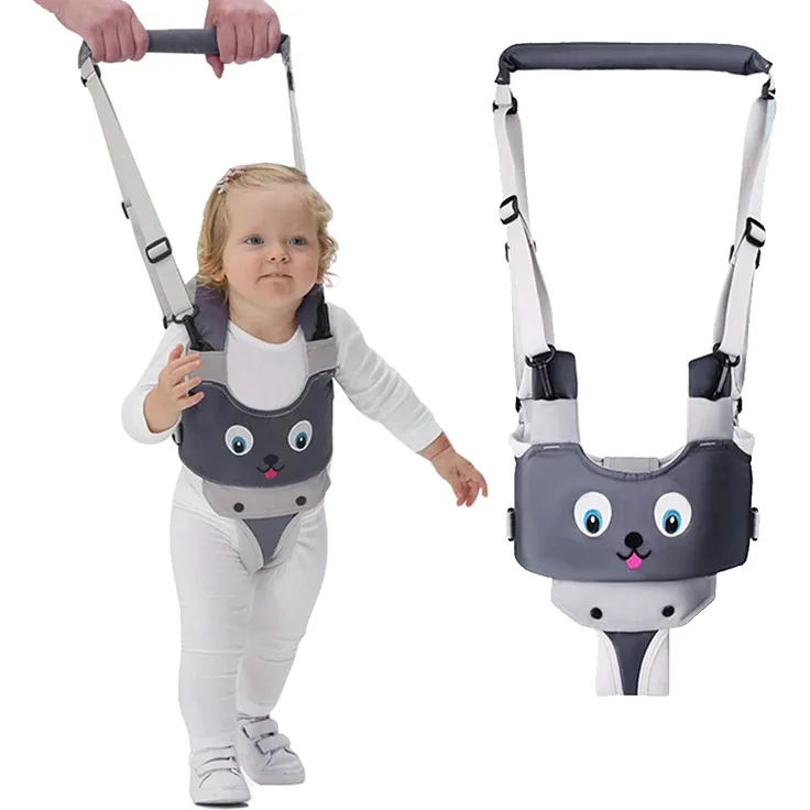 IULONEE Baby-Gehgeschirrgriff Verstellbarer Gehassistent für Kleinkinder Handgehaltenes Stehen und Gehen Lernhilfe Kleinkind-Gehgurt Zügel Kinder-Sicherheitsgeschirr 7-24 Monate (Grau)