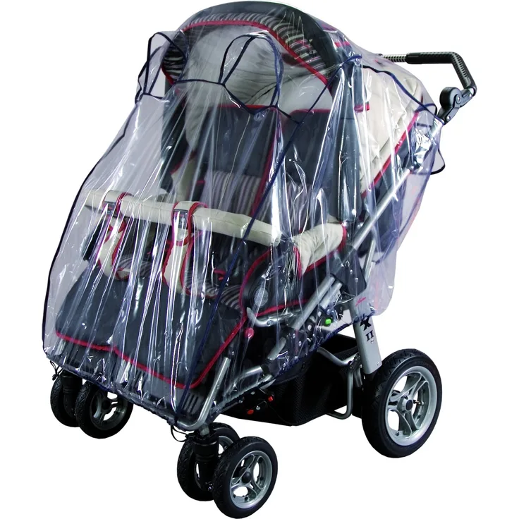 sunnybaby 10492 - Universal Regenverdeck, Regenschutz für ZWILLINGS-Buggy mit Dach & ZWILLINGS-Sportwagen | mit zwei Kontaktfenstern f. optimale Luftzirkulation | glasklar | Qualität: MADE in GERMANY