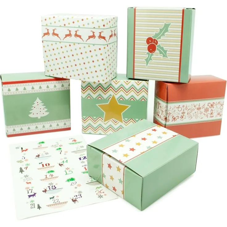 Pajoma Adventskalender zum Befllen Box 24 Adventsboxen inklusive 24 Sticker