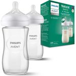 Philips Avent Glasflasche Natural mit Responsivem Schnuller 240ml, 2 Stück (Modell SCY933/02)