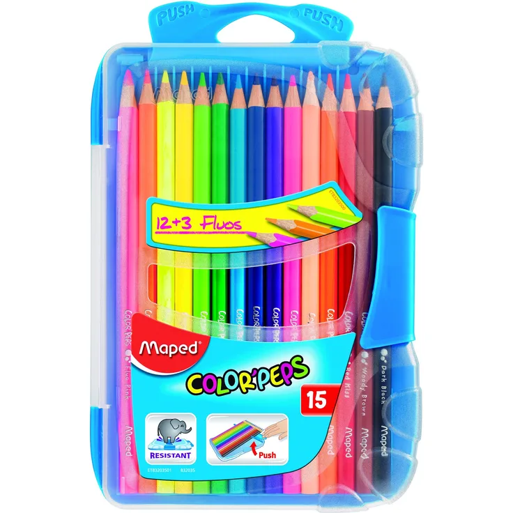 Maped - M832035 - Buntstifte Color Peps Smart Box, 12 Stück mit 3 Fluo Gratis
