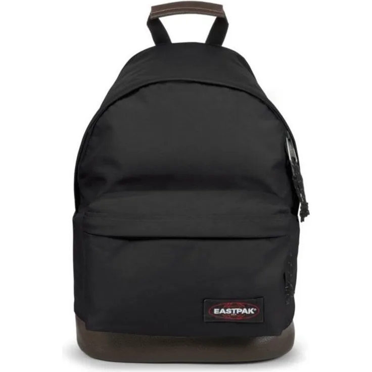 Eastpak 'Wyoming' Rucksack, 24 Liter, Nylon, Boden aus Leder, schwarz