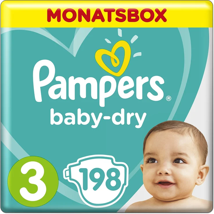 Pampers - Baby-Dry Windeln, Gr.3 Monatsbox, 1er Pack (1 x 198 Stück) – Bild 1