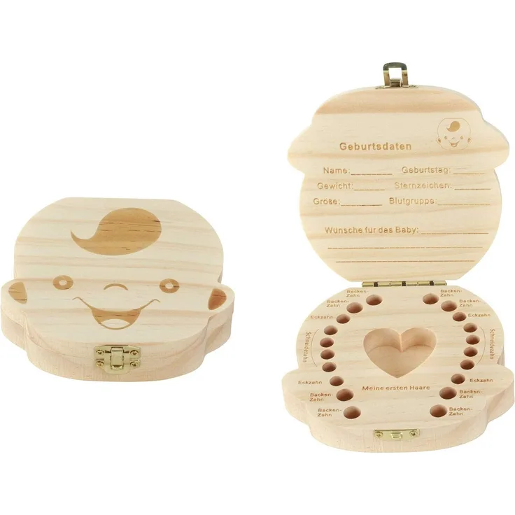 Holz Zahndose für Jungen - Milchzahn Dose Milchzähne Box Zahn Döschen Geschenkidee