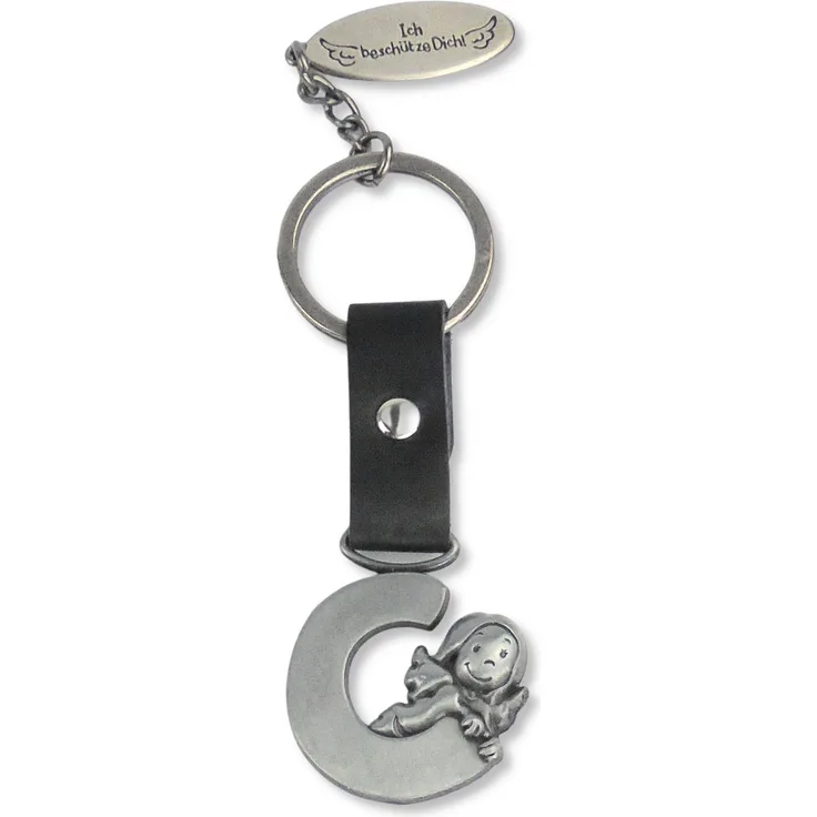 Schutzengel mit Buchstaben 'C' als Schlüsselanhänger