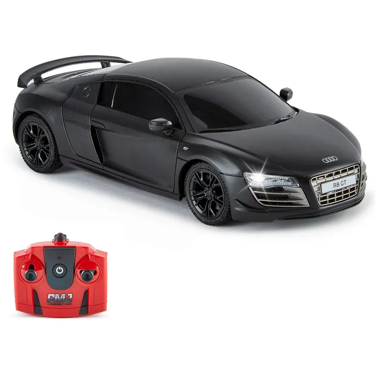 CMJ RC CARS Audi R8 GT, offizielles Lizenziertes Ferngesteuertes Auto, Spielzeit RC Flitzer Auto , 1:24 RC Car Geländewagen Auto 24Hz, Geschenk für Kinder 6-12 Jahre Anfänger (Schwarz)