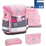 Belmil Schulranzen 4-teiliges Set mit Brustgurt Classy Bunny Hase Kaninchen
