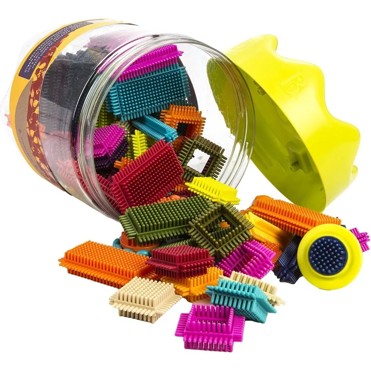 B. toys 68 Teile Bristle Blocks Stackadoos – STEM Bausteine Baublöcke Borsten Blöcke zum Zusammenstecken mit Aufbewahrung – Baby Spielzeug ab 2 Jahren