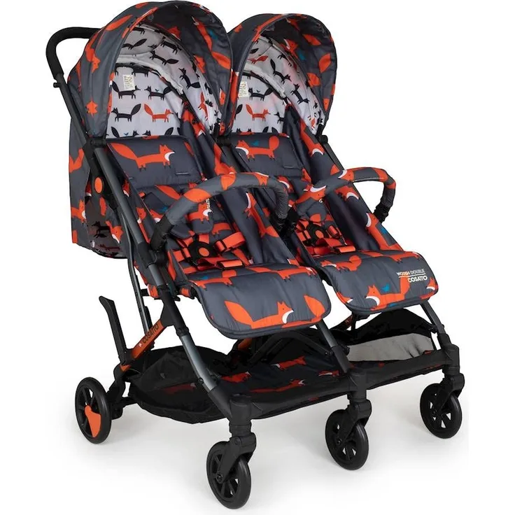 Cosatto Woosh Doppel-Kinderwagen – leichter Kinderwagen von der Geburt bis 22 kg, Zwillinge oder Geschwister – einhändig, faltbar, kompakt, unabhängige Sitze, Anthrazit Mister Fox) - Preisvergleich
