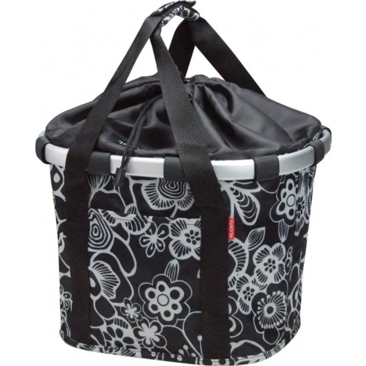 KLICKfix Fahrradkorb Fahrradtasche Bikebasket Reisenthel fleur schwarz 35x28x26 cm – Bild 1