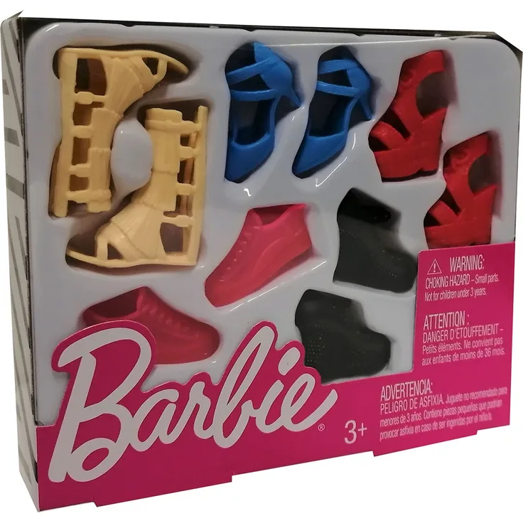 Mattel FCR93 Barbie Schuh-Set Barbie mixed 5 teilig Beige/Blau/Rot/Schwarz/Pink Puppenzubehör