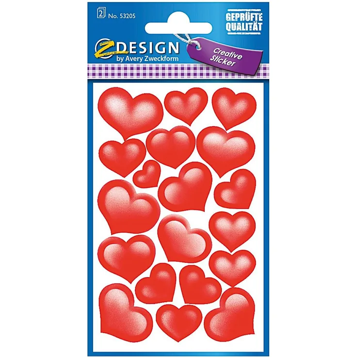 AVERY Zweckform Sticker Glitter Herzen 53205