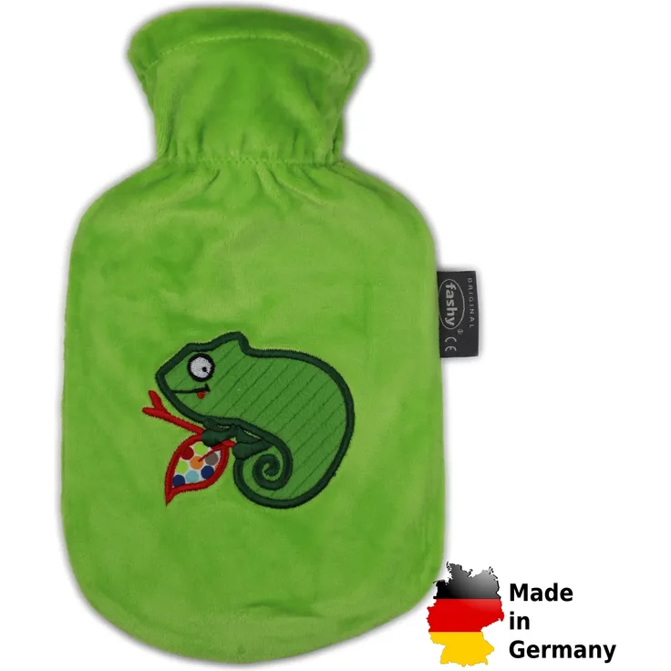 Fashy Wärmflasche 0,8L mit Flauschbezug Chamäleon "Charly"