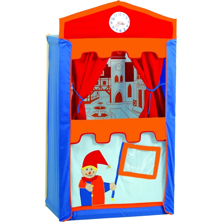 roba Kasperletheater, Puppentheater inkl. 6 Handpuppen, Kaspertheater aus Massivholz, freistehend mit Stoffbespannung - Preisvergleich – Bild 1