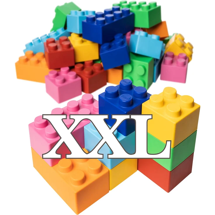 Zebrix XXL 50 Klemmbausteine 7 Farben I Große Bausteine in Pink, Hellblau, Orange, Rot, Grün, Blau und Gelb - (50 Steine) I Für Babys & Kinder I Made in Germany – Bild 1