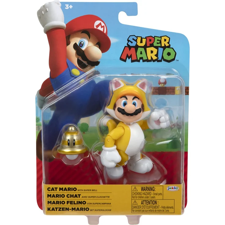 SUPER MARIO Actionfigur Katze Mario Sammelspielzeug mit Glocke Zubehör 10,2 cm