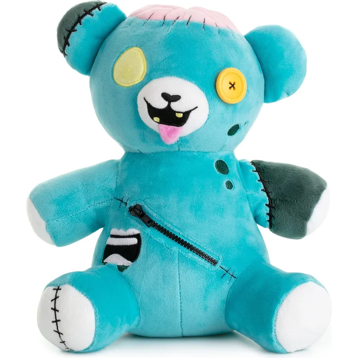 Frankie der Zombie-Teddy | 27cm Plüschie Stofftier, Plüschtier, Teddybär Kuscheltier, türkis