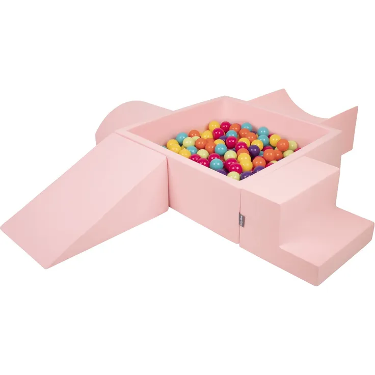 KiddyMoon Spielplatz Aus Schaumstoff Mit Quadrat Bällebad (300 Bälle) Ballgruben Für Babys Spielbad Hindernisläufen, Hergestellt In Der EU, Pink:Hellgrün/Gelb/Türkis/Orange/Dunkelpink/Violet