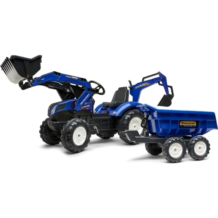 Falk New Holland pedal tractor + accessories blue