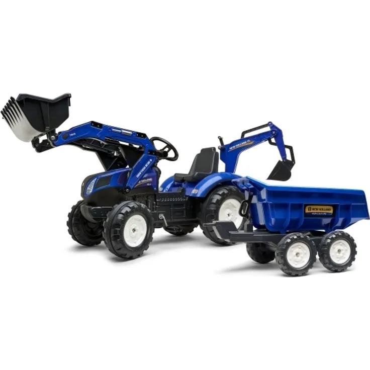 Falk New Holland pedal tractor + accessories blue