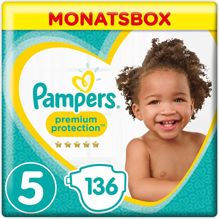 Pampers - Premium Protection Windeln, Gr.5 Junior Monatsbox (1 x 136 Stück) – Bild 1