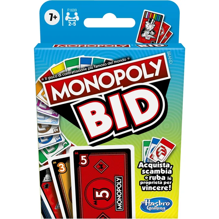 Hasbro Monopoly Bid Game Schnelles Kartenspiel für 4 Spieler, für Familien und Kinder ab 7 Jahren