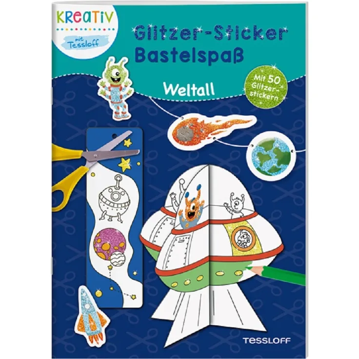 Glitzer-Sticker Bastelspaß Weltall