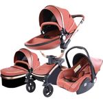 3 in 1 Reisesysteme Kombikinderwagen 3 in 1 Tragbarer Reisekinderwagen Faltbarer Kinderwagen Aluminiumrahmen Hohe Landschaft Auto für Neugeborene Babyboomer Poussette (906 braun)
