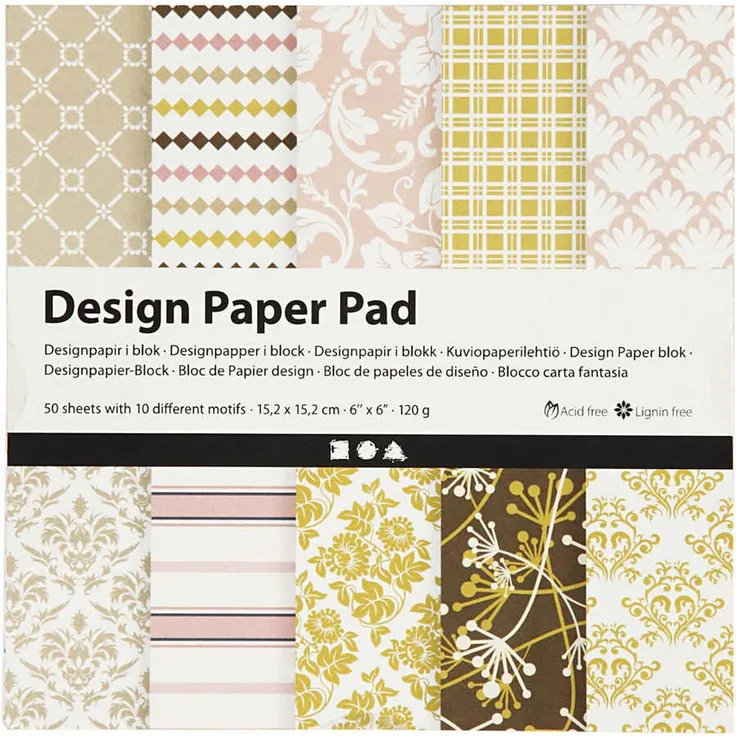 Design-Papier im Block, Blatt 15,2x15,2 cm, 120 g, Grün, Rosa, 50Bl.