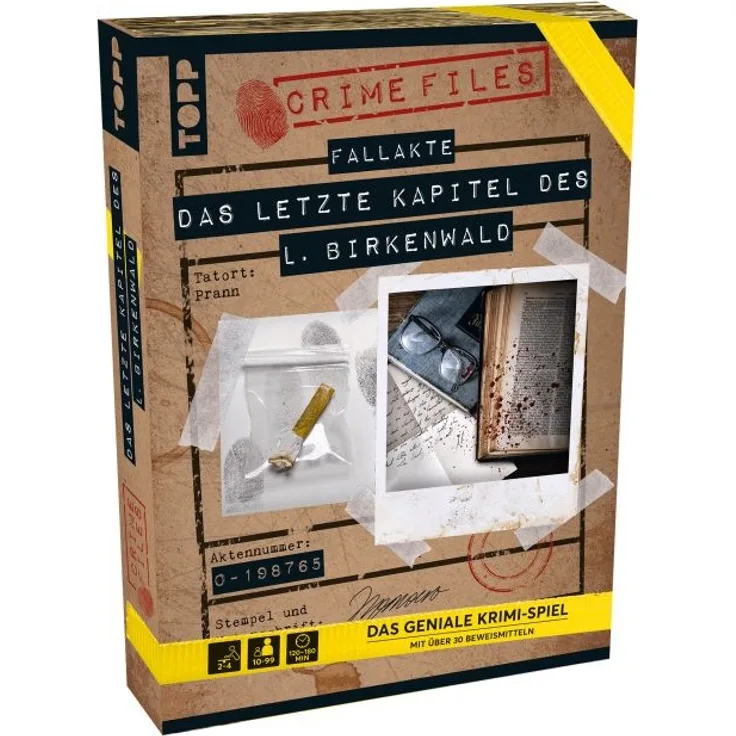 Crime Files Fallakte Das letzte Kapitel des L. Birkenwald: Das geniale Krimi-Spiel für alle Wohnzimmer-Ermittler mit Aktenmappe und echten Beweismitteln